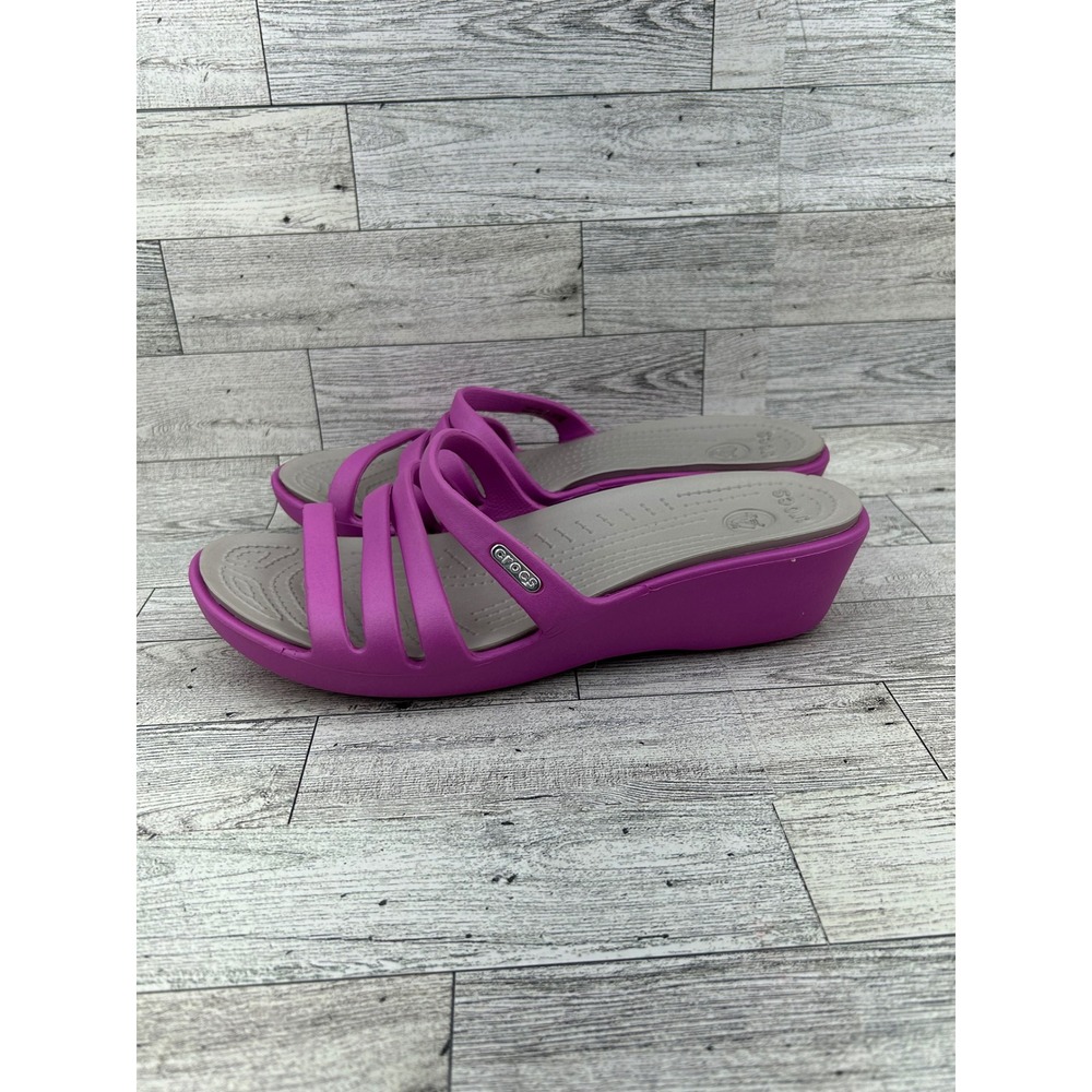 Crocs Kadee II‎ Slide Wedge Sandals Fuchsia Women's Size 8 - Picture 3 of 11